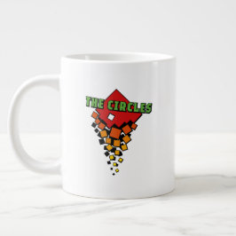Caneca De Café Grande Quadrados Vermelhos e Amarelos com Texto Verde dos