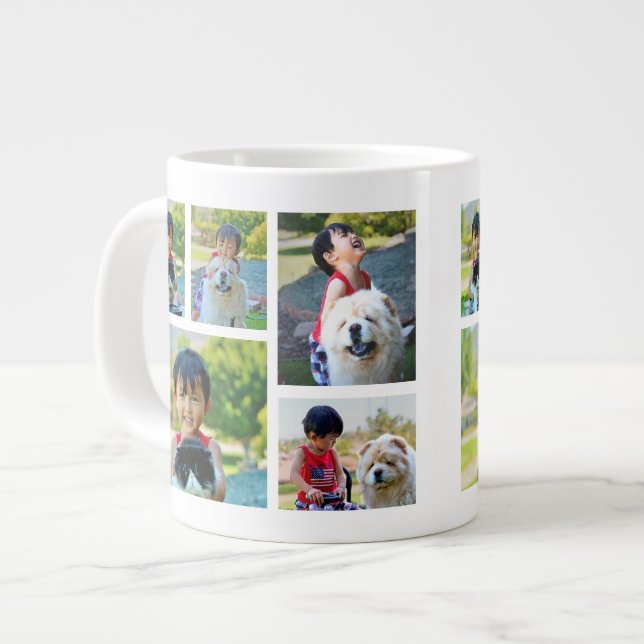 Caneca De Café Grande Quadros Personalizados de Colagem de 5 Fotos (Frente Esquerda)