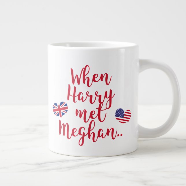 Caneca De Café Grande Quando Harry conheceu Meghan | Casamento Real Dive (Direita)