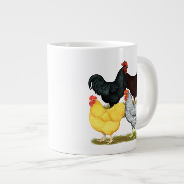 Caneca De Café Grande Quarteto de galinha com galinha pesada (Frente Esquerda)