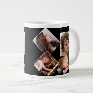 Caneca De Café Grande Quatro Modelo de Colagem de Fotos