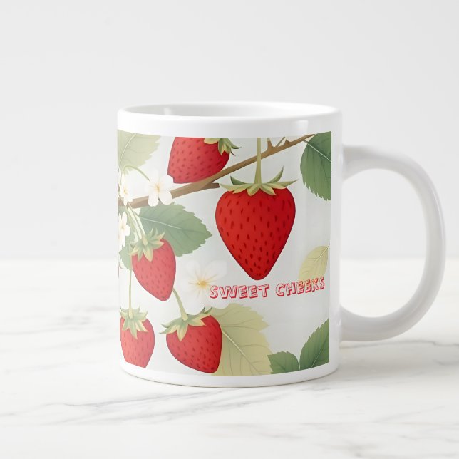 Caneca De Café Grande Queijos Doce Morangos Vermelhos Personalizados Flo (Direita)