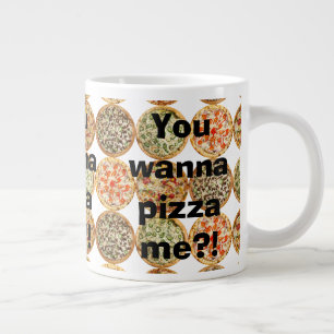 Caneca De Café Grande "Quer me fazer pizza?!"
