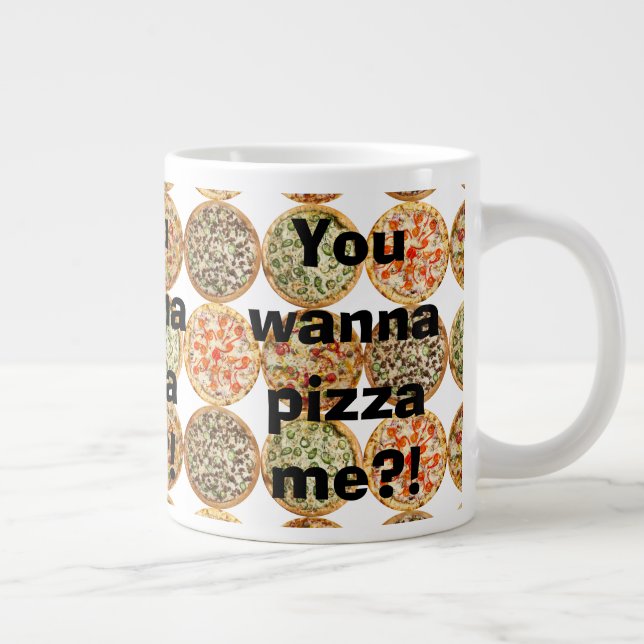 Caneca De Café Grande "Quer me fazer pizza?!" (Direita)