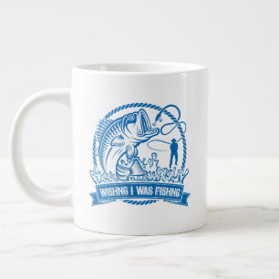 Caneca De Café Grande Queria Que Eu Estivesse Pescando