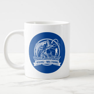 Caneca De Café Grande Queria Que Eu Estivesse Pescando