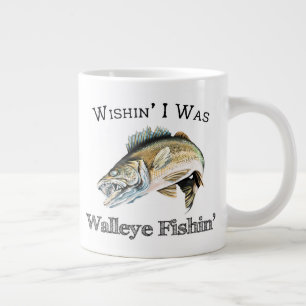 Caneca De Café Grande Queria que eu fosse Walleye Fishin