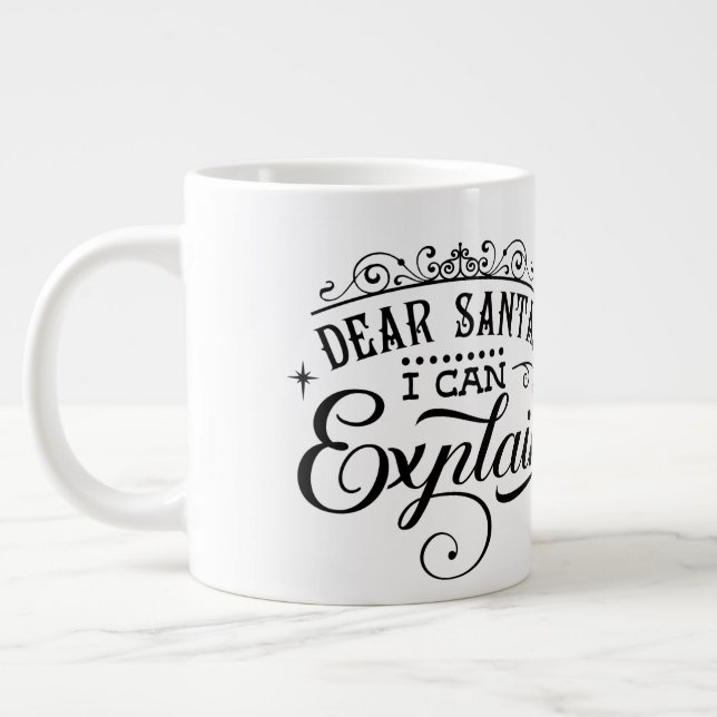 Caneca De Café Grande Querido Papai Noel, Posso Explicar/Cota de Natal / (Esquerda)
