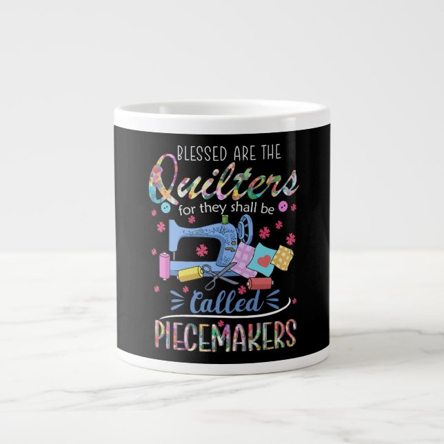 Caneca De Café Grande Quilters Abençoados Piecemakers Eilhando Ideias De (Frente)