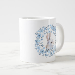 Caneca De Café Grande Rabbit e coroa floral
