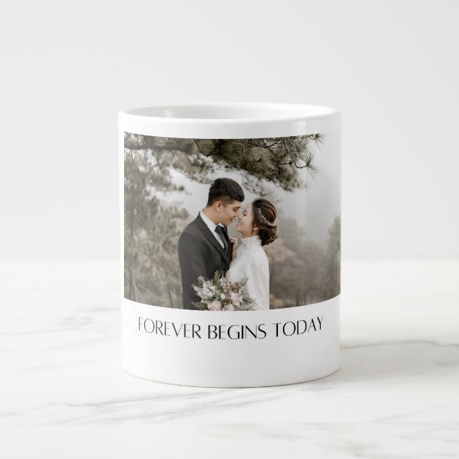 Caneca De Café Grande Raça da Manhã do Amor: Mug de Casamento Personaliz (Frente)