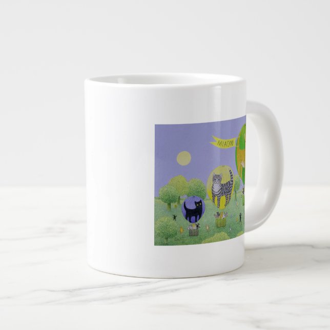 Caneca De Café Grande Raça do balão do gato (Frente Esquerda)