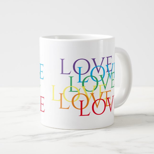 Caneca De Café Grande RAINBOW AMA Grande Caneca Branca (Frente Esquerda)