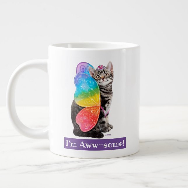 Caneca De Café Grande Rainbow Butterfly Princesa Kitten (Esquerda)