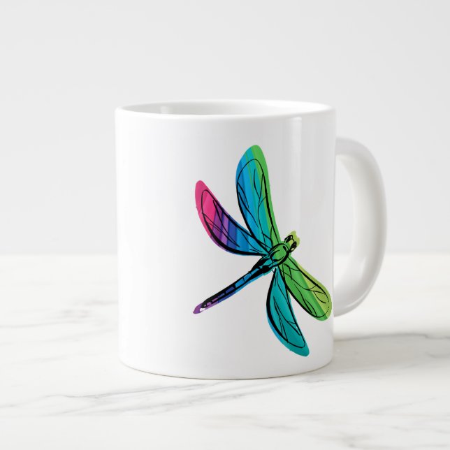 Caneca De Café Grande Rainbow Dragonfly (Frente Esquerda)