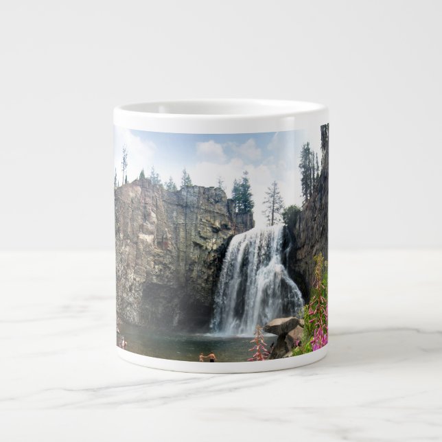 Caneca De Café Grande Rainbow Falls Waterfall - Devils Postpile - Sierra (Frente)