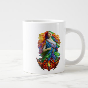 Caneca De Café Grande Rainbow Goddese pintura digital pintura original