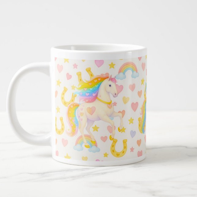 Caneca De Café Grande Rainbow Mane Horses Coffee Mug — Cooper & Cody (Esquerda)