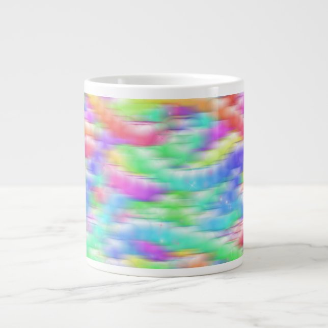 Caneca De Café Grande Rainbow sparkle bubbles (Frente)