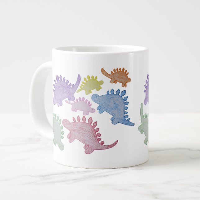 Caneca De Café Grande Rainbow Stegosaurus Giant Coffee Mug (Frente Esquerda)