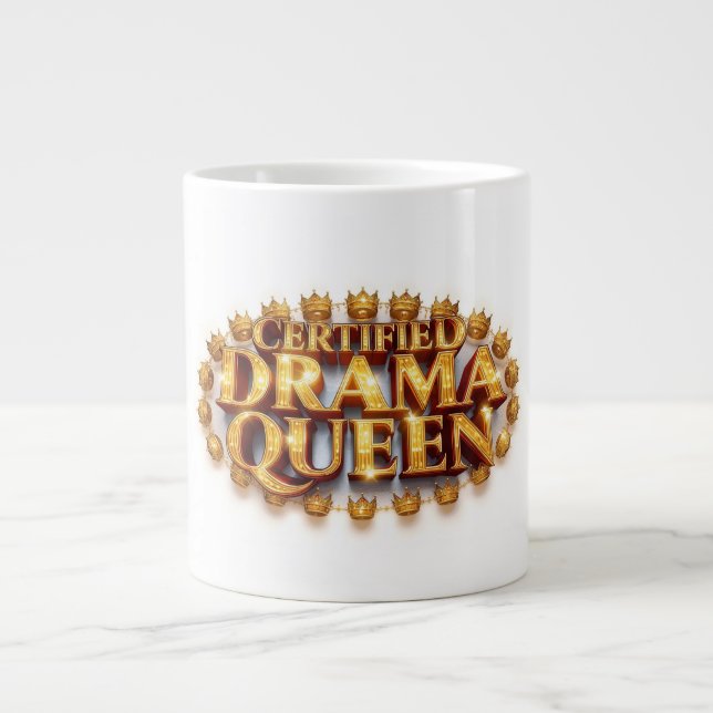 Caneca De Café Grande Rainha do Drama Certificada (Frente)