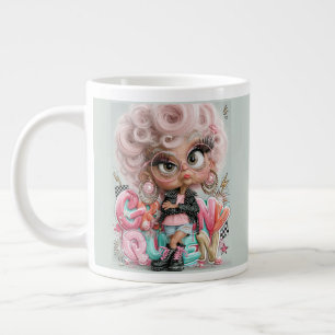 Caneca De Café Grande Rainha Mal-Humorada Pink Punk