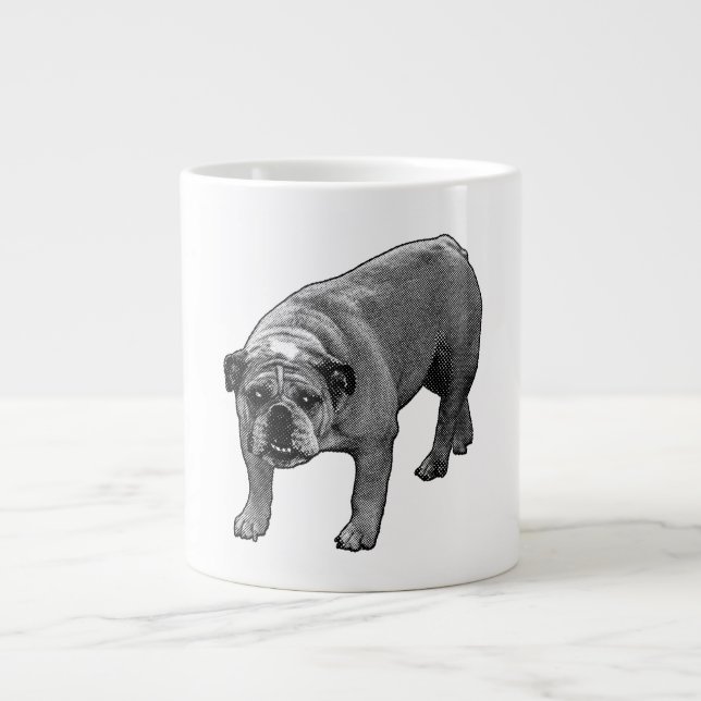 Caneca De Café Grande Raiz de Ponto de Feliz Bulldog (Frente)