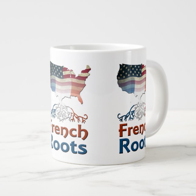 Caneca De Café Grande Raízes Francesas Americanas (Frente Esquerda)