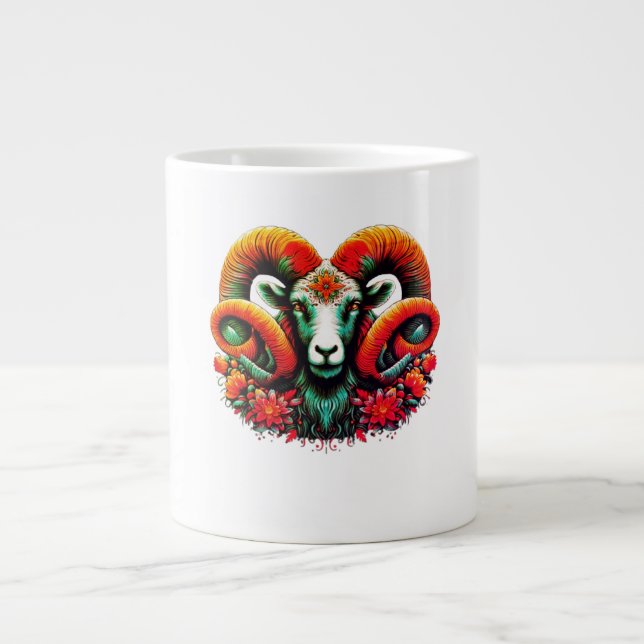 Caneca De Café Grande Ram Espírito - Cavalos Florais e Sabedoria da Terr (Frente)