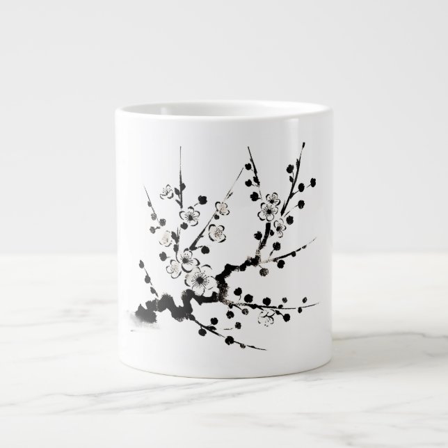 Caneca De Café Grande Ramo de flores de cerejeira (Frente)