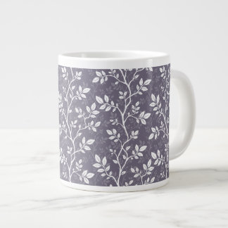 Caneca De Café Grande Ramos Brancos Delicados Tecido Folhas sobre Lavand