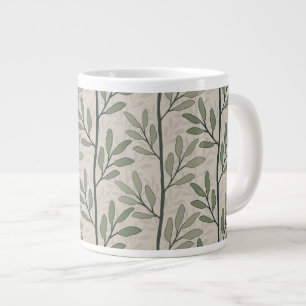 Caneca De Café Grande Ramos e Galhos Ascendentes Verde Oliva Salvia