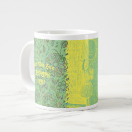 Caneca De Café Grande Rapariga do Sol Verde e Amarelo