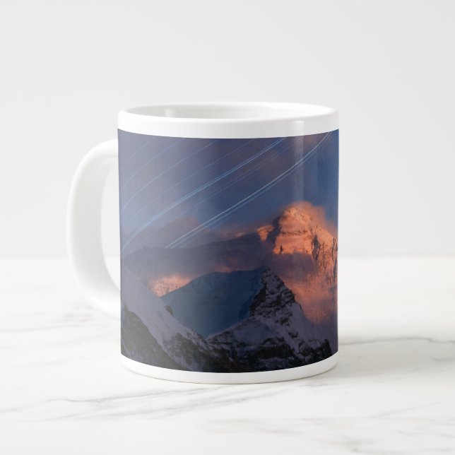 Caneca De Café Grande Rastreio de estrelas | Monte Everest Tibete, China (Frente Esquerda)
