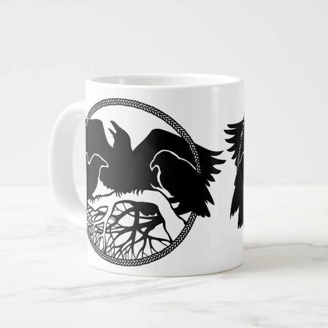Caneca De Café Grande Raven Art Mug Wild Bird Coffee Mug Raven Cup (Frente Esquerda)