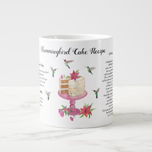 Caneca De Café Grande Receita de Bolo de Hummingbird (Frente)