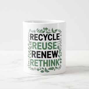 Caneca De Café Grande Reciclar, Reutilizar, Renovar, Repensar - Estilo d
