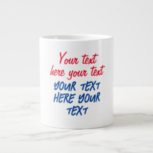 Caneca De Café Grande Red Blue Calligrafe seu texto aqui substitua o slo