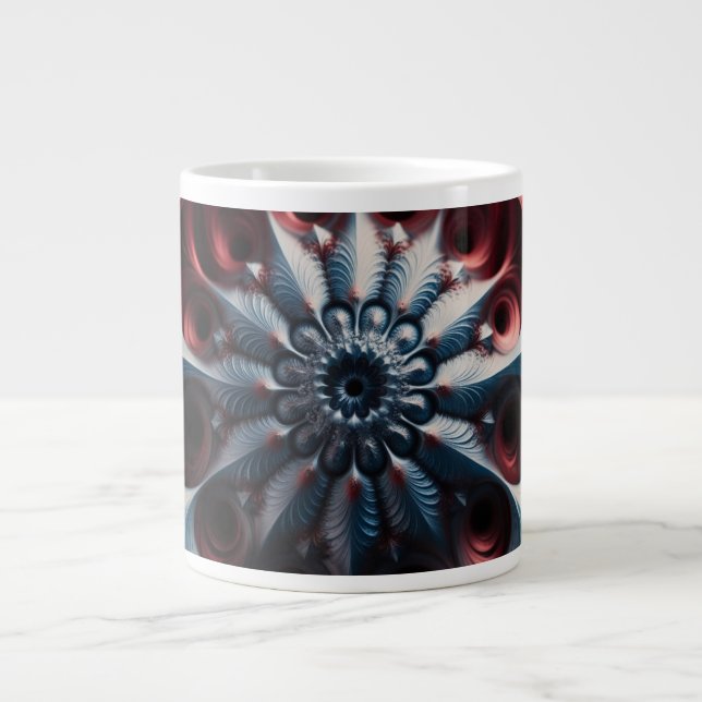 Caneca De Café Grande Red E Silver Juliabrot Fractal (Frente)