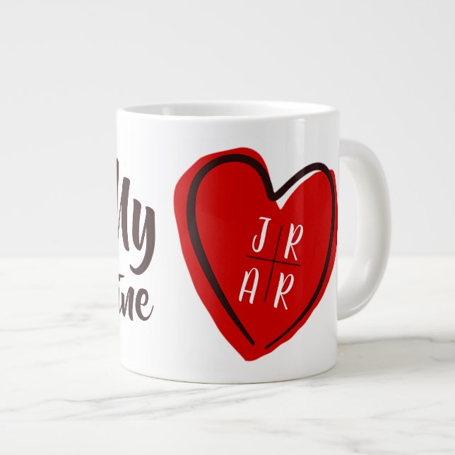Caneca De Café Grande Red Heart Be My Namorados Custom Casal White (Frente Esquerda)