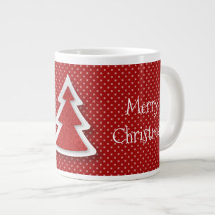 Caneca De Café Grande Red Merry Christmas Tree Jumbo Mug