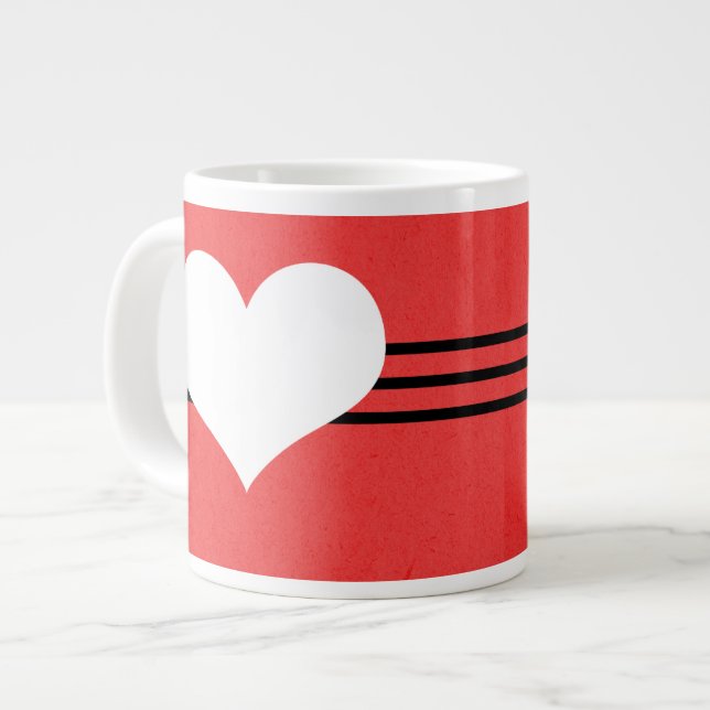 Caneca De Café Grande Red Modern Heart Jumbo Mug (Frente Esquerda)