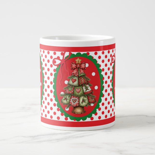 Caneca De Café Grande Red Polka Dots Mug (Frente)