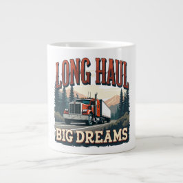 Caneca De Café Grande Red Semi-Truck with Mountain Road Scene