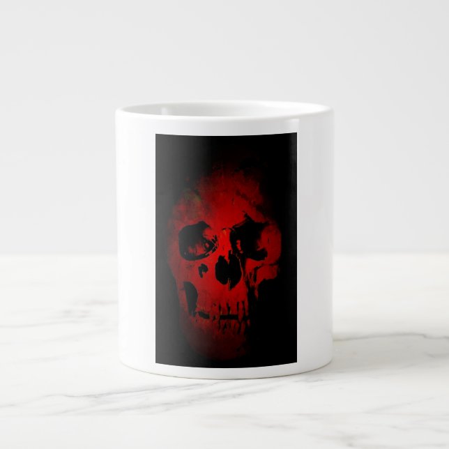 Caneca De Café Grande Red Skeleton Fantasy Art Heavy Metal (Frente)