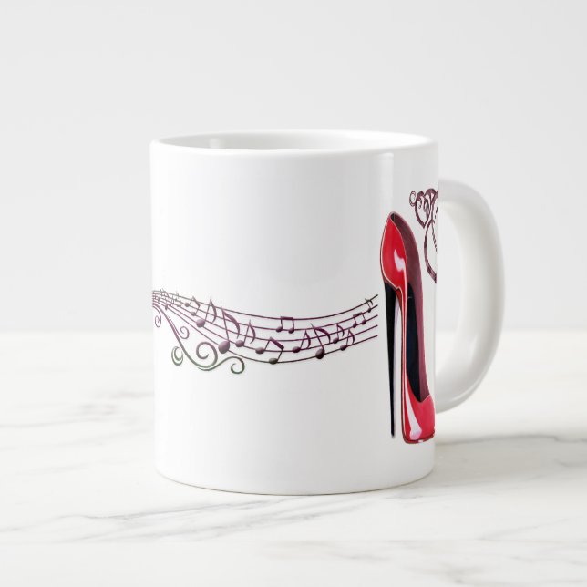 Caneca De Café Grande Red Stiletto e Butterfly Specialty Mug (Frente Esquerda)