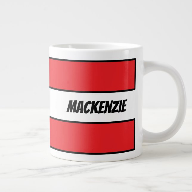 Caneca De Café Grande Red Stripes add your name (Direita)