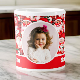 Caneca De Café Grande Red Vintage Papai Noel Crianças de Natal Mug