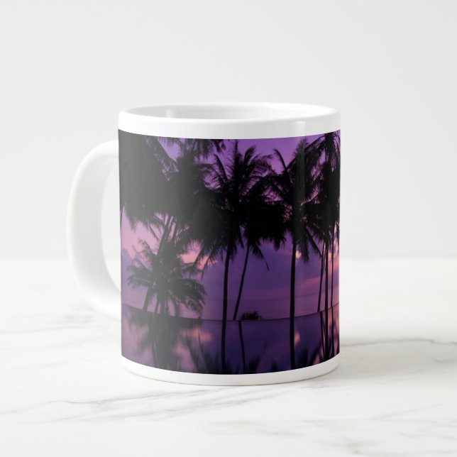 Caneca De Café Grande Reflexão da Árvore de Palma (Frente Esquerda)