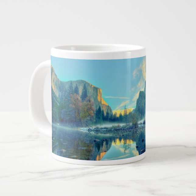 Caneca De Café Grande Reflexo de El Capitan e Três Irmãos (Frente Esquerda)
